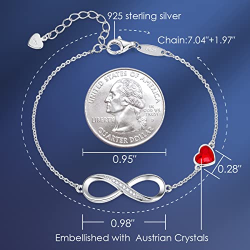 CDE Infinity Heart Symbol Charm Link Bracelet for Women 925 Sterling Silver Adjustable Mother's Day Gift Anniversary Jewelry Christmas Birthday Gifts for Wife Girlfriend Her - Image 5
