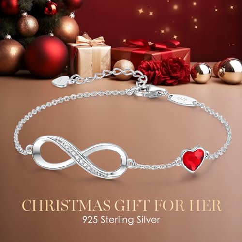CDE Infinity Heart Symbol Charm Link Bracelet for Women 925 Sterling Silver Adjustable Mother's Day Gift Anniversary Jewelry Christmas Birthday Gifts for Wife Girlfriend Her - Image 4