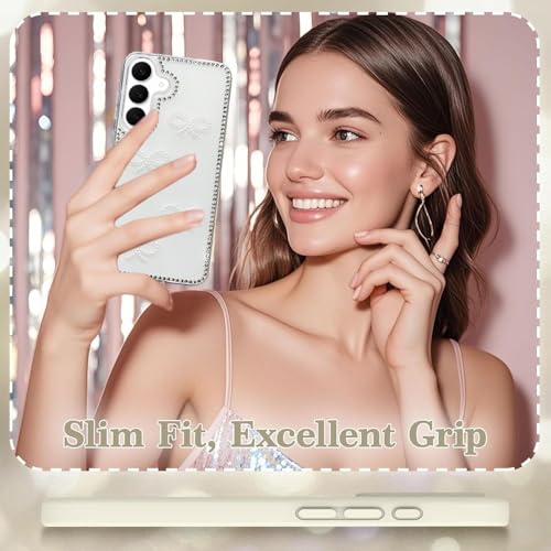 DIZORO for Samsung Galaxy S24 fe 5G Cover,Cute Bow Tie Aesthetic Phone Case,Trendy Slim Hard IMD Shockproof Protective Bumper Designer Phone Back Cover for Women Girls Grey - Image 5