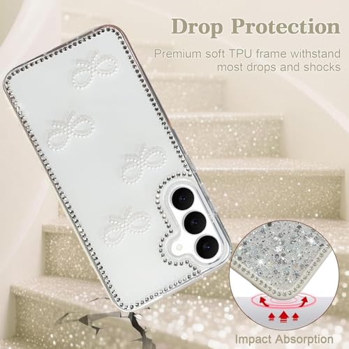 DIZORO for Samsung Galaxy S24 fe 5G Cover,Cute Bow Tie Aesthetic Phone Case,Trendy Slim Hard IMD Shockproof Protective Bumper Designer Phone Back Cover for Women Girls Grey - Image 3