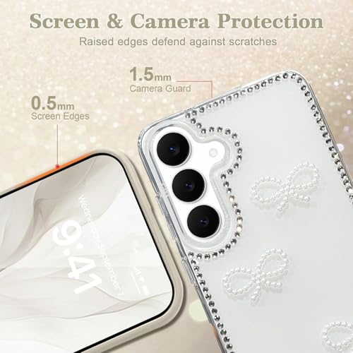 DIZORO for Samsung Galaxy S24 fe 5G Cover,Cute Bow Tie Aesthetic Phone Case,Trendy Slim Hard IMD Shockproof Protective Bumper Designer Phone Back Cover for Women Girls Grey - Image 2