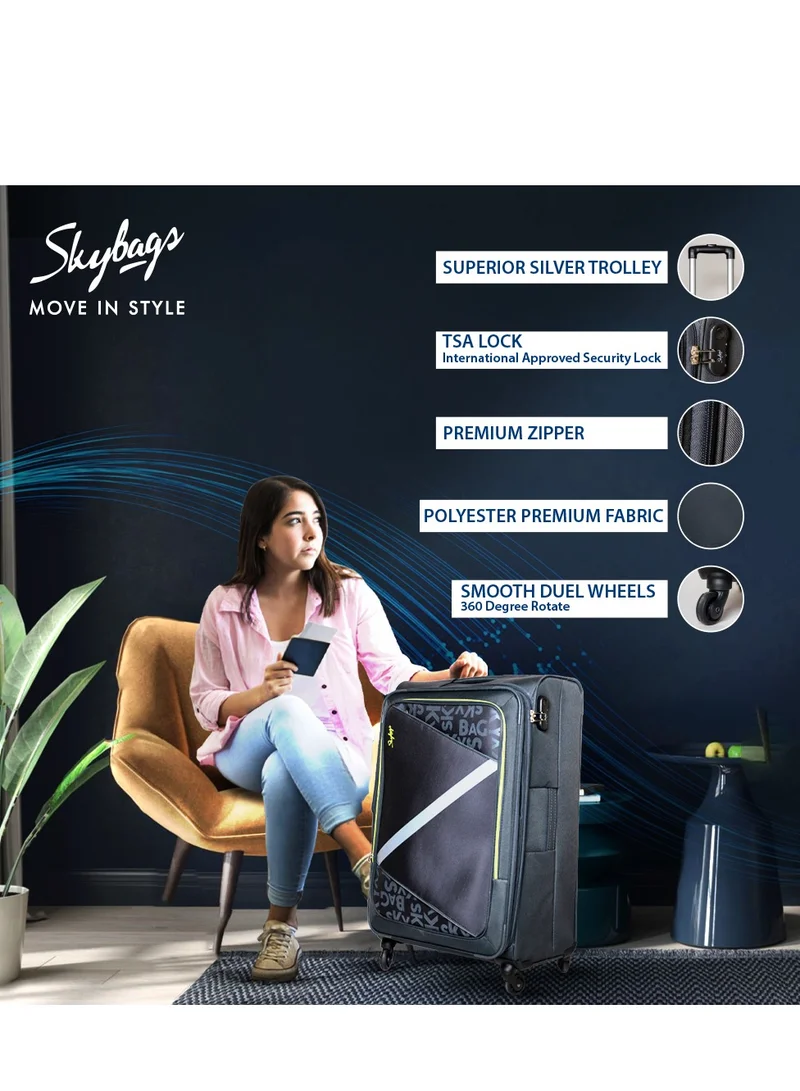 Skybags Set of 2 Luggage | Spotlight 4W Str (E) |360° 4 Wheels Polyester Soft Sided Spinner Trolleys- Cabin-20 Inch| Large- 28 Inch| Grey