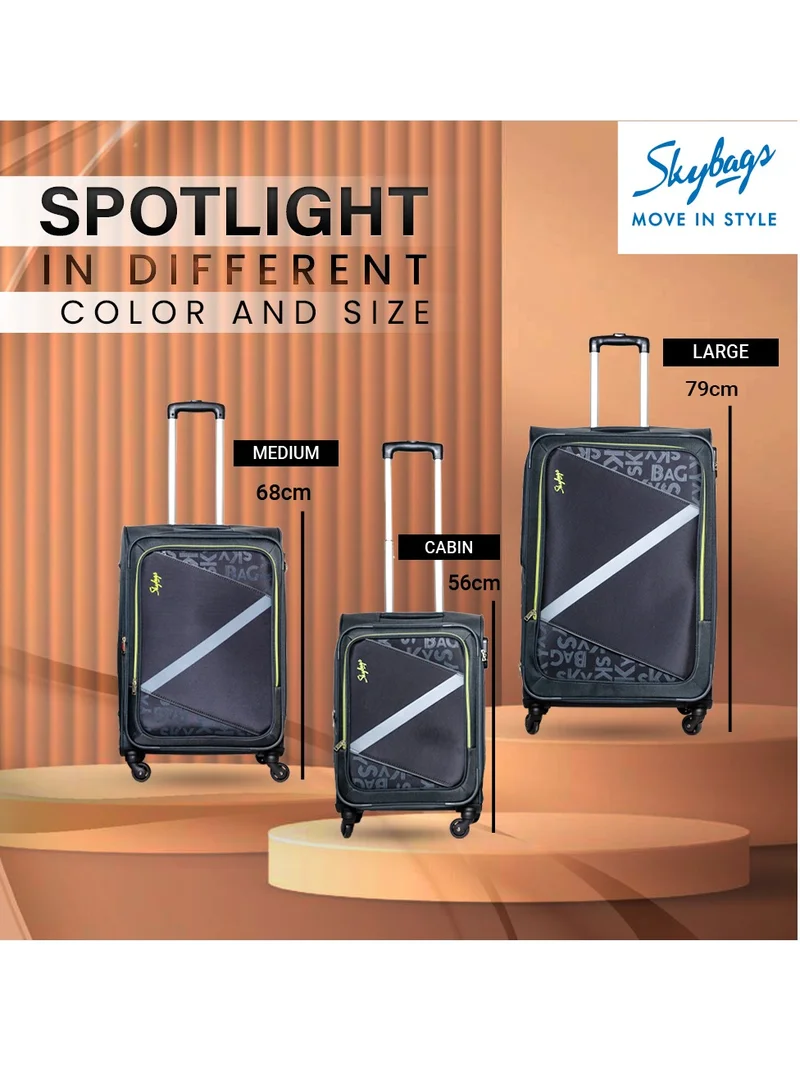 Skybags Set of 2 Luggage | Spotlight 4W Str (E) |360° 4 Wheels Polyester Soft Sided Spinner Trolleys- Cabin-20 Inch| Large- 28 Inch| Grey