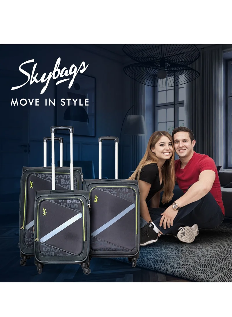 Skybags Set of 2 Luggage | Spotlight 4W Str (E) |360° 4 Wheels Polyester Soft Sided Spinner Trolleys- Cabin-20 Inch| Large- 28 Inch| Grey