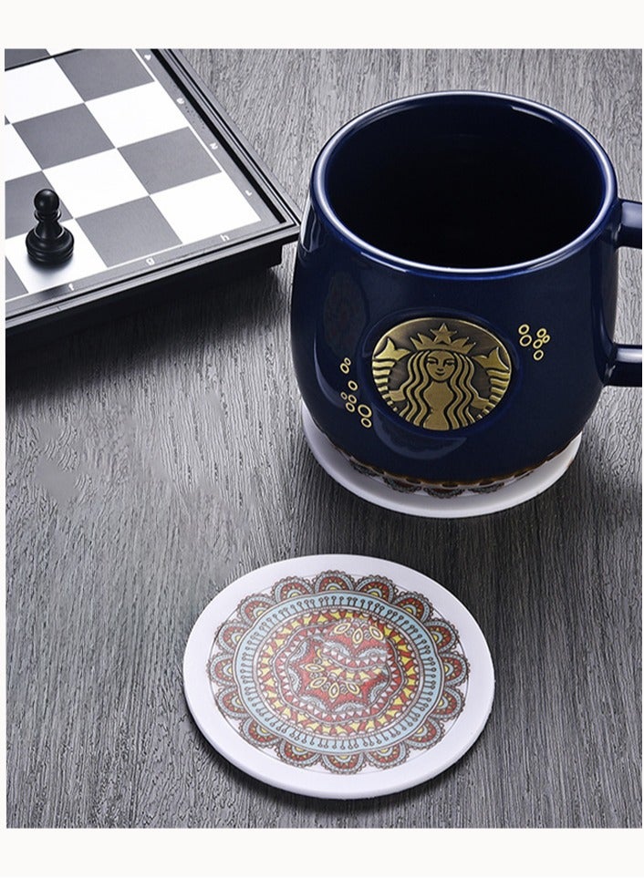 4 Pcs Round PVC Drink Coasters Set, Arabesque Vintage Mug Coaster Mats for Coffee Tea Mug Home Kitchen, Housewarming Gifts, 9×9cm  - Image 2