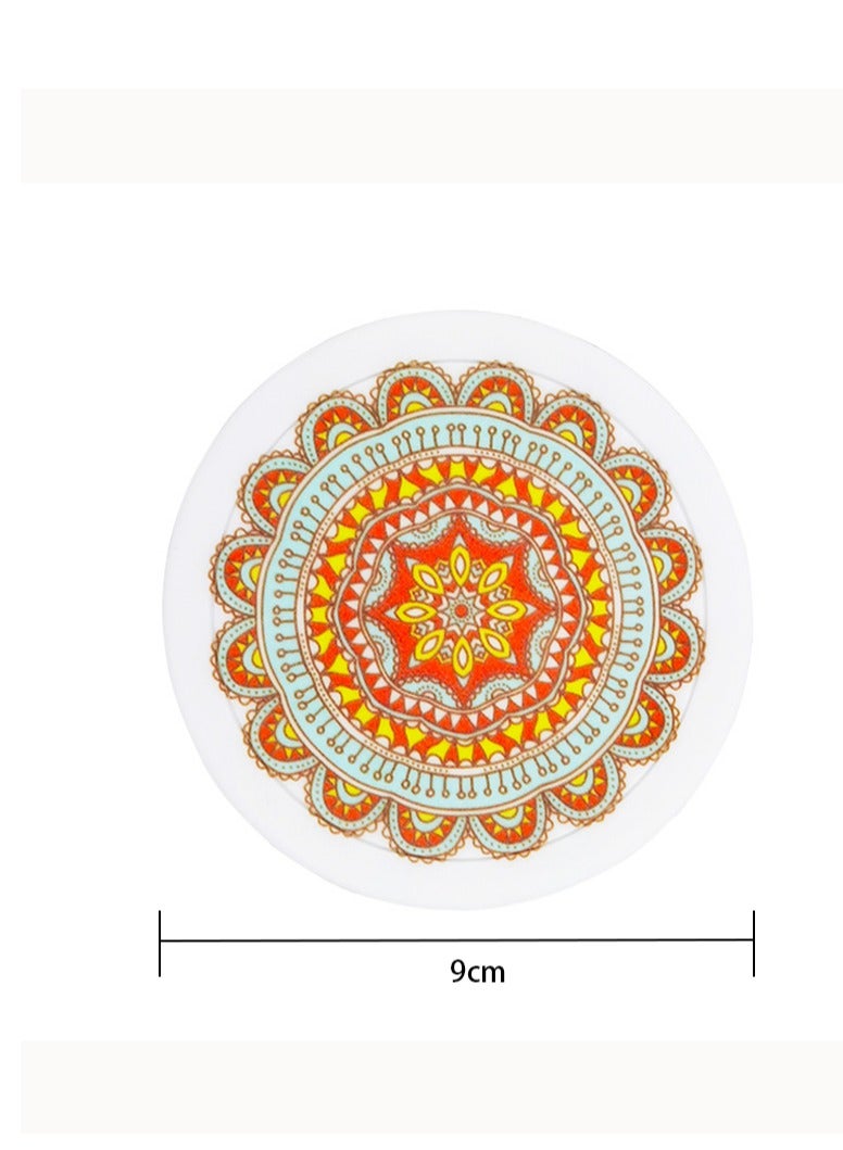 4 Pcs Round PVC Drink Coasters Set, Arabesque Vintage Mug Coaster Mats for Coffee Tea Mug Home Kitchen, Housewarming Gifts, 9×9cm  - Image 3