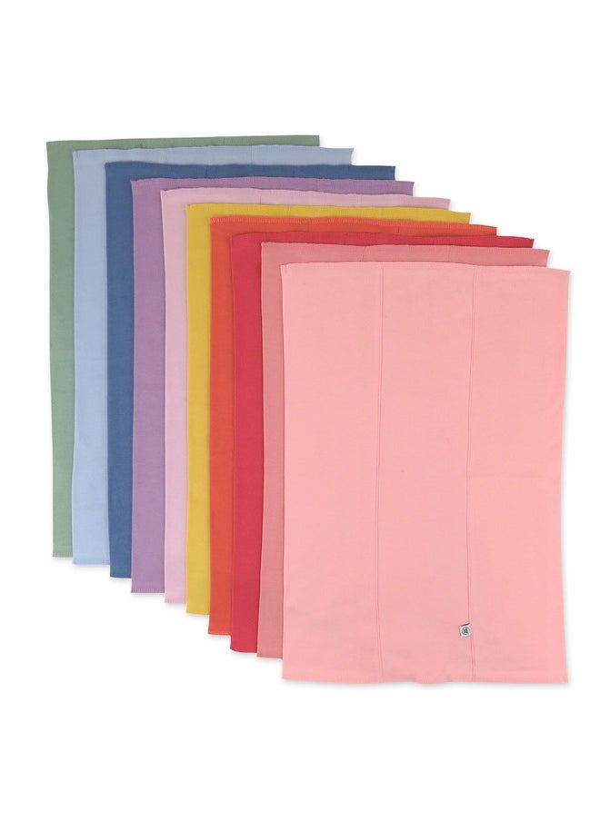HonestBaby Honest Baby Baby Organic Cotton Knit Burp Cloths Multipack 10 Pack Rainbow Gems Pinks One Size  - Image 1