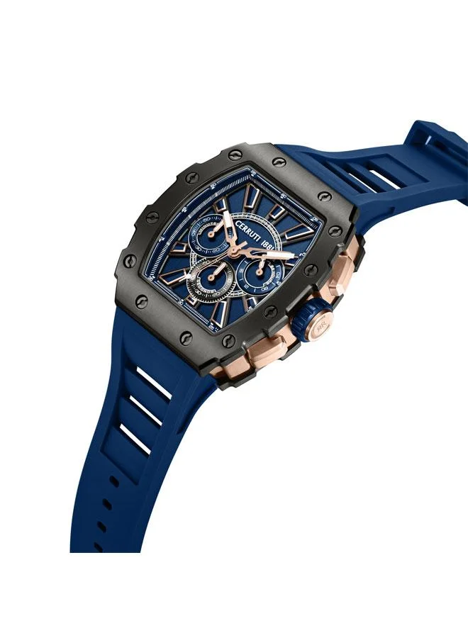 CERRUTI 1881 Gubbio 43.5mm Blue Dial Silicone Strap Multifunction Watch For Men