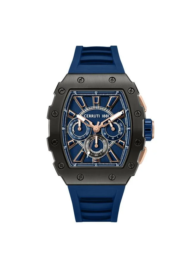 Gubbio 43.5mm Blue Dial Silicone Strap Multifunction Watch For Men