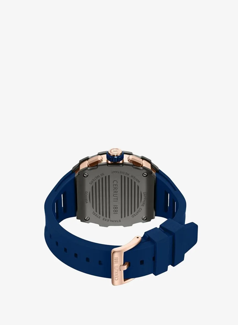 CERRUTI 1881 blue Men's Gubbio 43.5mm Blue Dial Silicone Strap Multifunction Watch For Men for Men | Best Price UAE