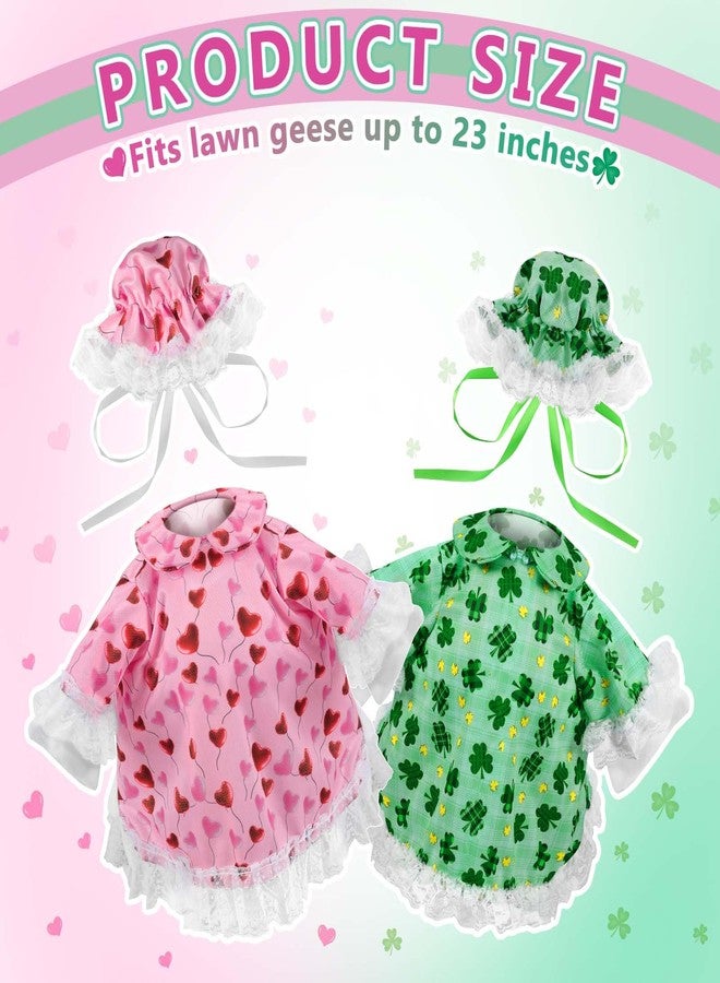 ComfyKit 2 Sets Holiday Porch Goose Outfits for Valentine and St. Patrick,23" Porch Goose Clothes for Patio Yard Lawn Decor - Image 2