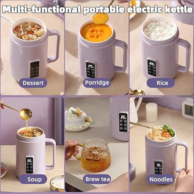 Beauenty Portable Electric PotMini Electric Kettle  Portable Travel Tea Kettle With Temperature  Time ControlNonStick 28Oz Travel Electric Hot Pot For Cooking Dorm RoomPurple - Image 4