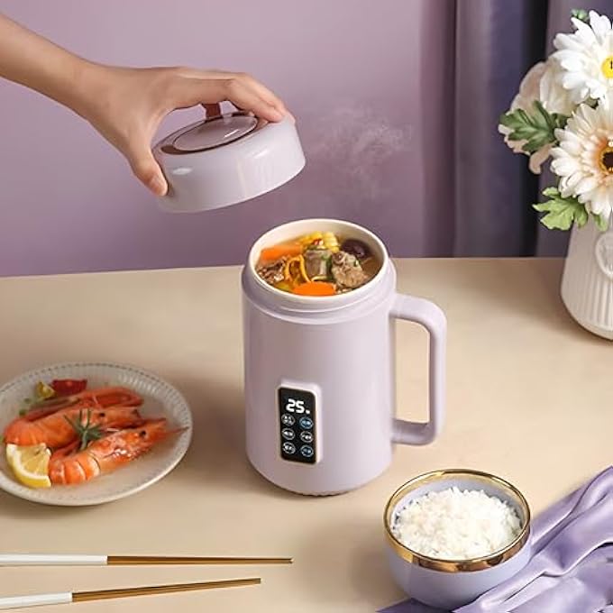 Beauenty Portable Electric PotMini Electric Kettle  Portable Travel Tea Kettle With Temperature  Time ControlNonStick 28Oz Travel Electric Hot Pot For Cooking Dorm RoomPurple - Image 3