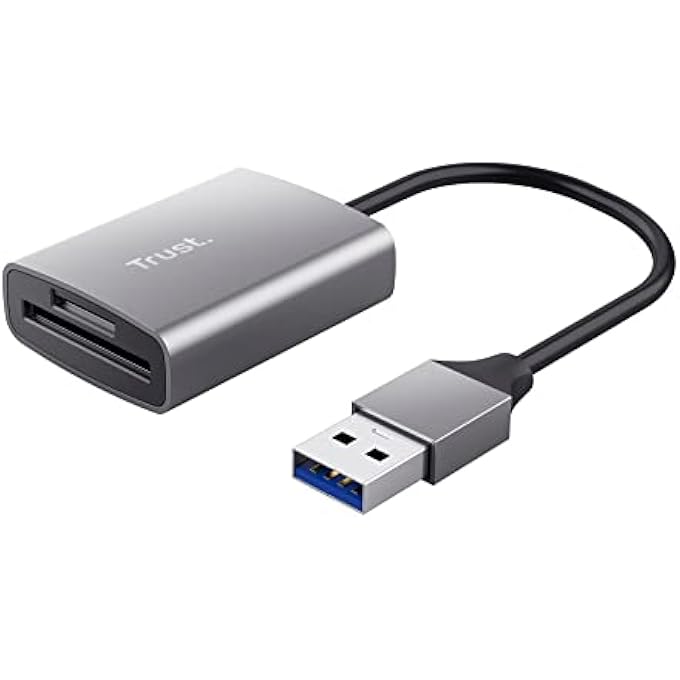 Trust DALYX FAST USB CARDREADER, FAST USB 3.2 GEN 1 WITH USB-A CONNECTOR, 104 MB/S WITH COMPATIBLE UHS-I CARDS, (MICRO) SD, SDHC AND SDXC UP TO 2 TB, MACBOOK, PC, LAPTOP, CHROMEBOOK - Image 1