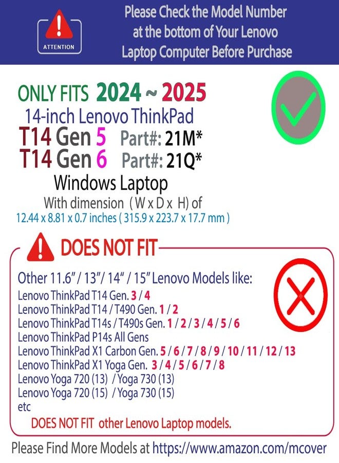 mCover Red Hard Shell Case Cover Compatible with Lenovo ThinkPad T14 Gen 5 / Gen 6 Windows Notebook PC (180° Hinge, NOT for other Lenovo Models) - Image 3
