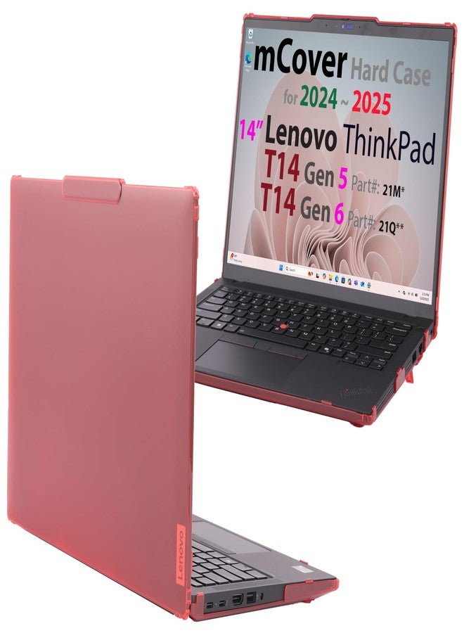 mCover Red Hard Shell Case Cover Compatible with Lenovo ThinkPad T14 Gen 5 / Gen 6 Windows Notebook PC (180° Hinge, NOT for other Lenovo Models) - Image 1