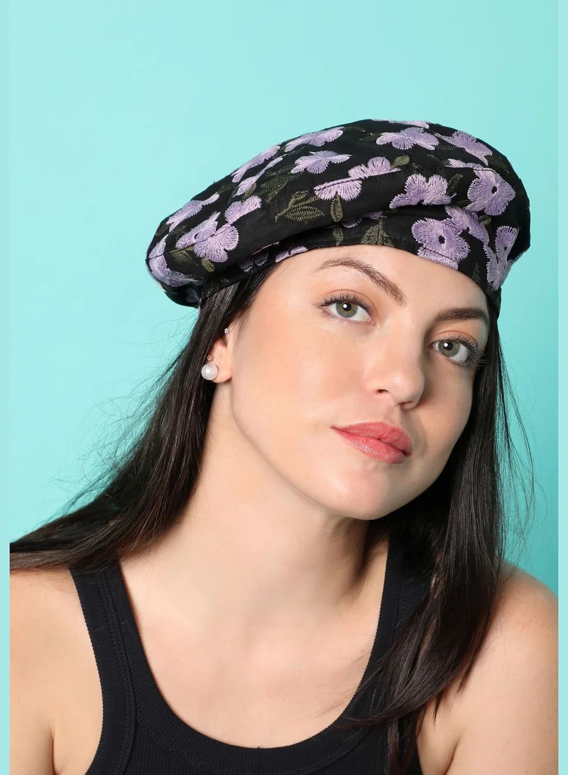 Haute Sauce Floral Print Beret Cap