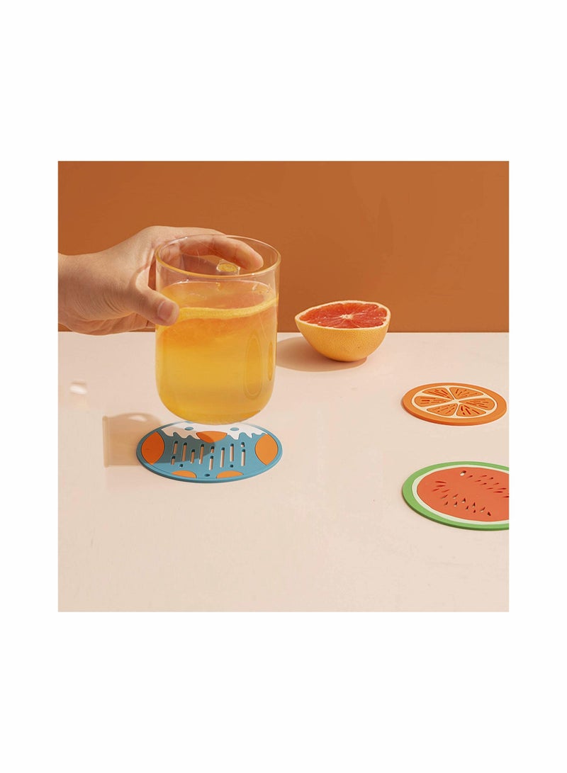 Y&D Cartoon Coasters 6 PCS Silicone Colored Cute Cup Pad Mat None slip for Coffee Beer Mug Wine Glass Bottle Home and Bar  - Image 2