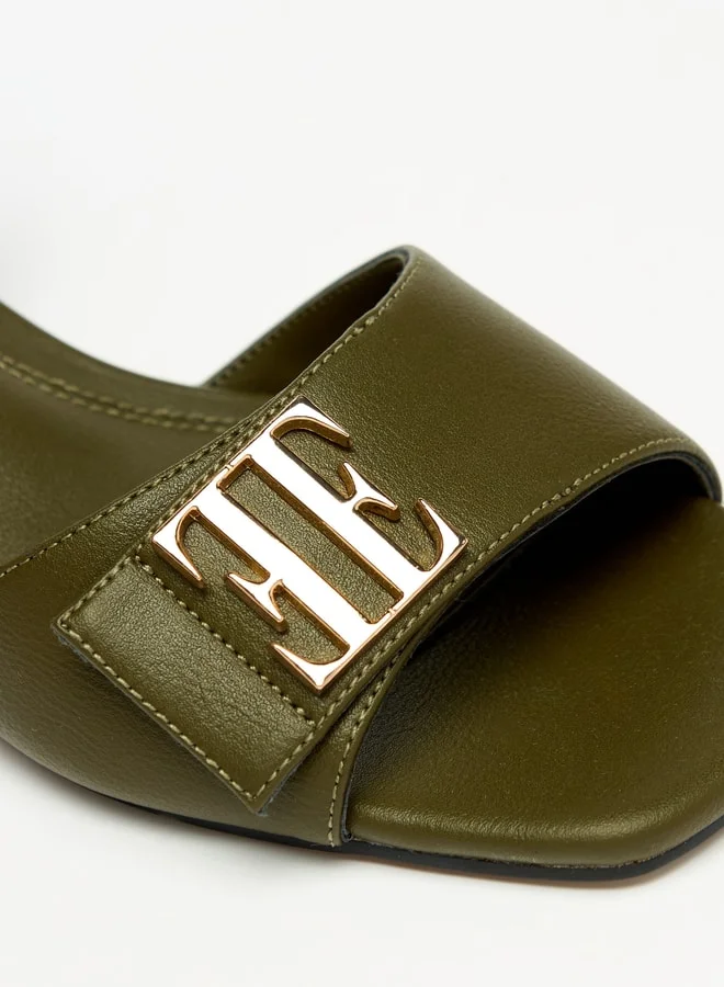 ELLE Women's Solid Sandals with Buckle Closure and Block Heels