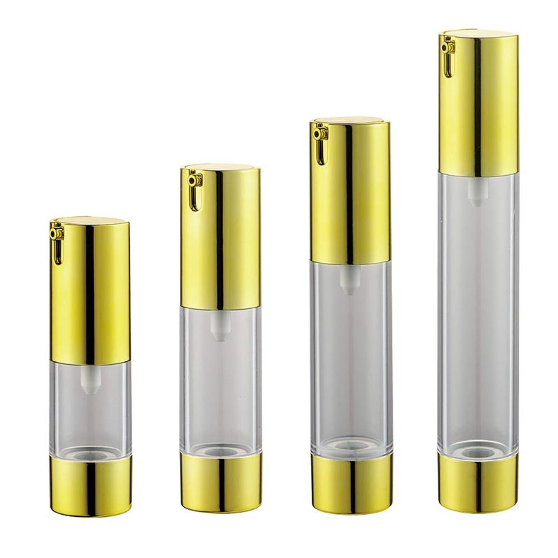 cheekyglo 4Pcs/Lot 10ml/15ml/20ml/30ml, Airless Vacuum Pump Home Travel Lotion Bottles Refillable Cosmetics Packing dispenser (Gold) - Image 1