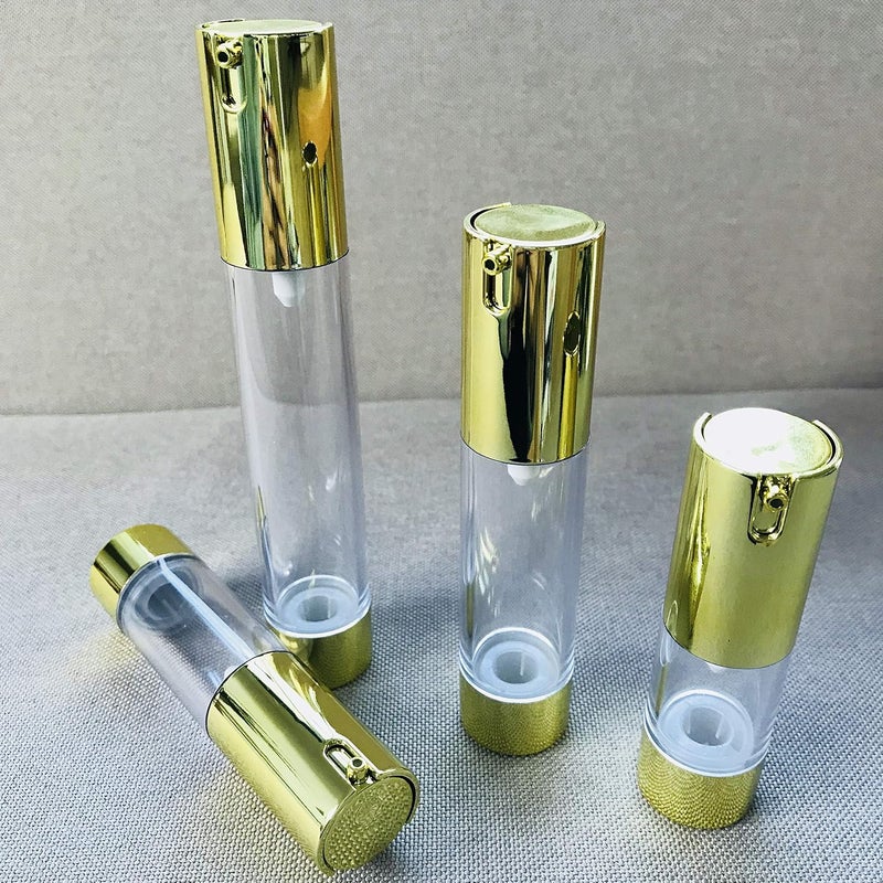 cheekyglo 4Pcs/Lot 10ml/15ml/20ml/30ml, Airless Vacuum Pump Home Travel Lotion Bottles Refillable Cosmetics Packing dispenser (Gold) - Image 3