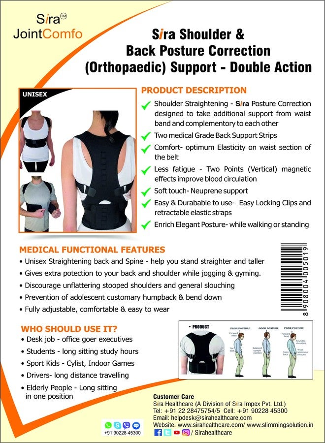 JOINTCOMFO Double Action Sira Shoulder & Back Posture Correction (Orthopedics) Support (Unisex) (L) - Image 4