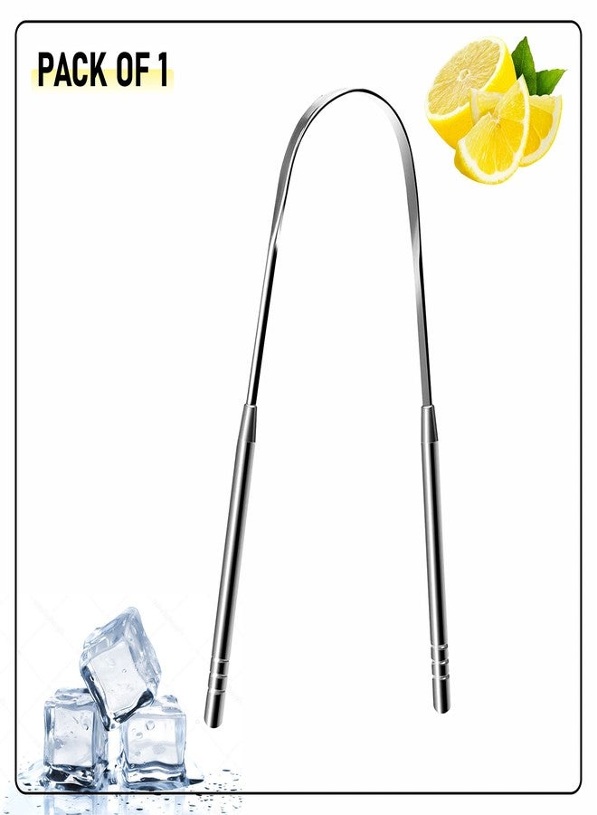Nurpi oral care steel Tongue cleaner long handle 13 x 5 x 1 cm for Adults and Kids Pack of 1 - Image 2