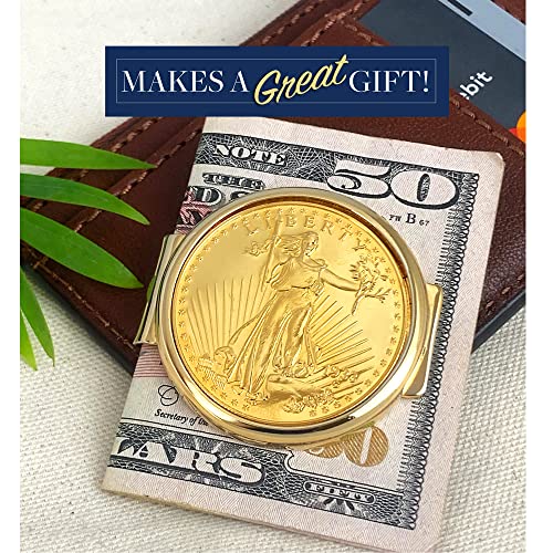 American Coin Treasures Gold Tone Coin Money Clip - Tribute To $20 1933 Saint Gaudens Double Eagle Gold Piece MoneyClip - Holder - Image 3