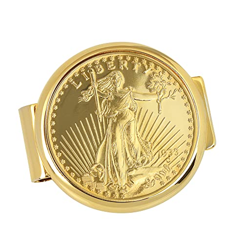 American Coin Treasures Gold Tone Coin Money Clip - Tribute To $20 1933 Saint Gaudens Double Eagle Gold Piece MoneyClip - Holder - Image 1