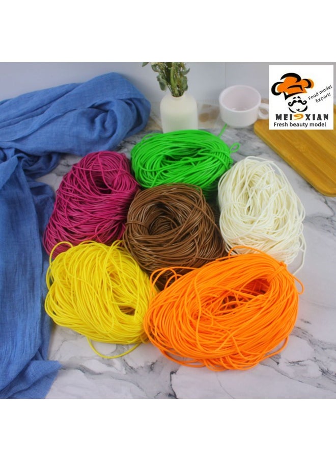 Simulation Noodle Model Color Vermicelli Wide Noodle Fake River Flour Food Samples Show Environmentally Friendly Material Soft And Plastic-Color:2.5mm Light Green (round) Noodles (without Basket)-Dimensions:100g