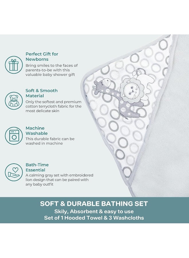 Spasilk مجموعة منشفة تيري بغطاء رأس و 3 قماشات استحمام للأطفال من سباسيليك - Image 4