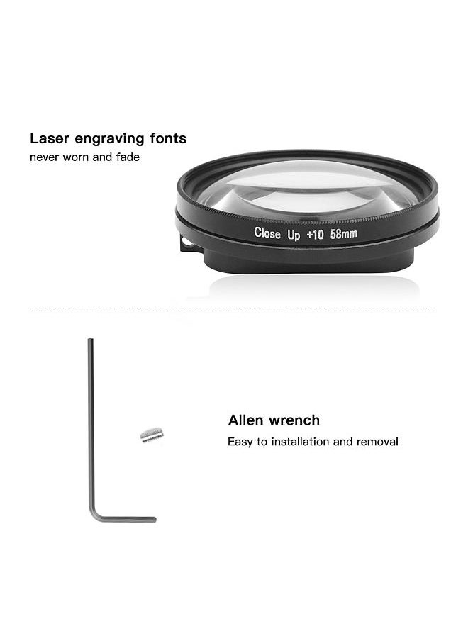 Generic - 58mm Macro Lens 10x Magnification Close Up Lens for Gopro Hero 7 Black 6 5 Black Waterproof Case for GoPro Accessory - Image 1