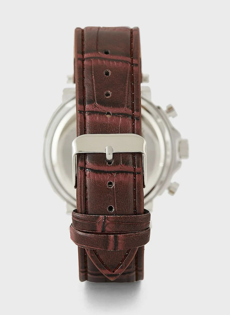 Robert Wood Sporty Dress Watch With Croc Strap
