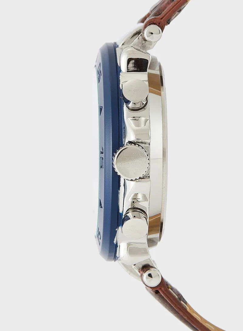Robert Wood Sporty Dress Watch With Croc Strap