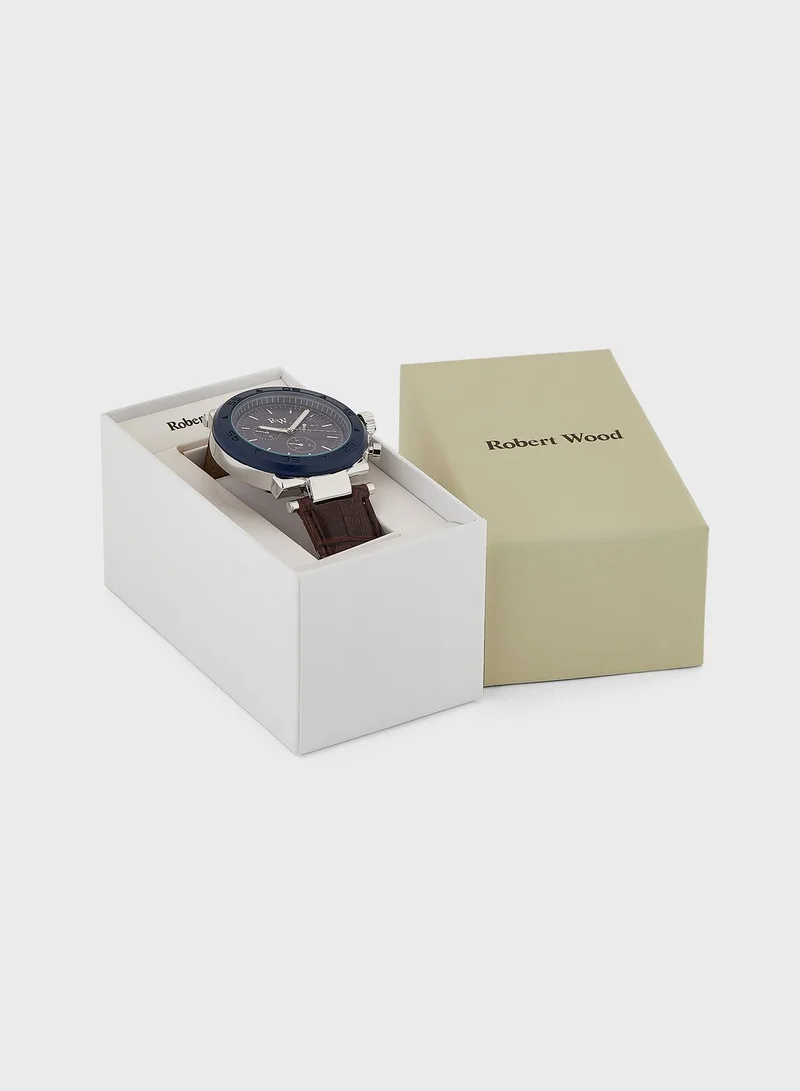 Robert Wood Sporty Dress Watch With Croc Strap