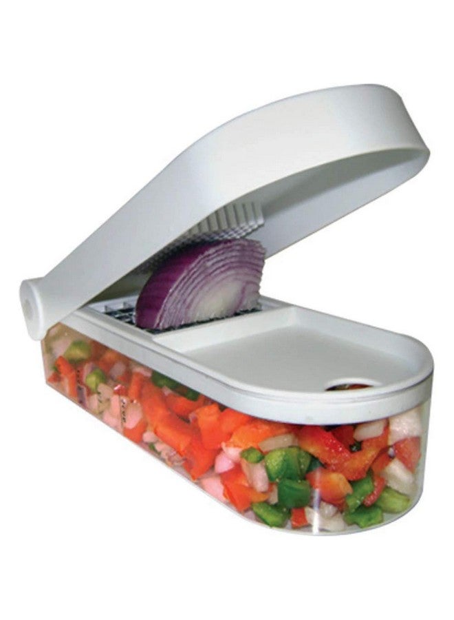 Jean-Patrique Magic Vegetable Chopper With Container - White Chopper Vegetable Cutter With Two Interchangeable Blades, Capture Tray, Easy-Cleaning Tool - Cucumber, Salad, Tomatoes, Onion Chopper - Image 1