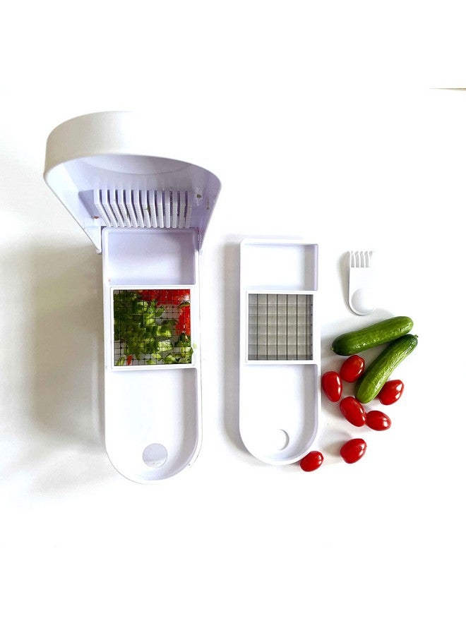 Jean-Patrique Magic Vegetable Chopper With Container - White Chopper Vegetable Cutter With Two Interchangeable Blades, Capture Tray, Easy-Cleaning Tool - Cucumber, Salad, Tomatoes, Onion Chopper - Image 4