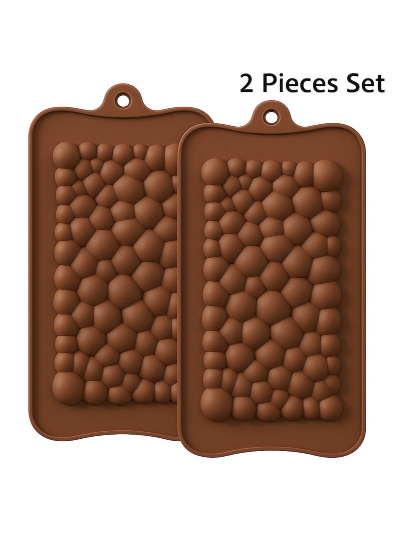 Silicone Chocolate Mold 2 Pieces Set – Non-Stick Bubble Design Reusable Silicone Baking Molds for Chocolate, Candy, Ice, Jelly & Soap – Heat Resistant, Food Grade Flexible Mold - Image 1