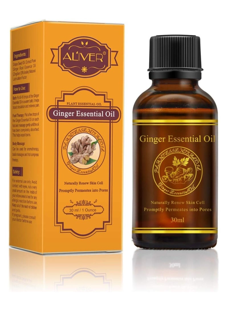 ALIVER 100% Pure Ginger Essential Oil for Hair Growth and Massage - Image 1