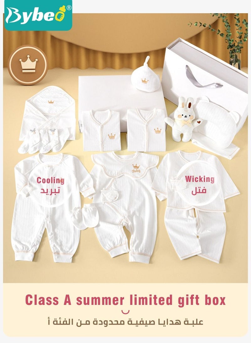 Bybeo 17 PCS Newborn Baby Gift Box Babies Clothes Set Infant Clothing Rompers Coat Socks Hat 100% Cotton for Boys & Girls - Image 2