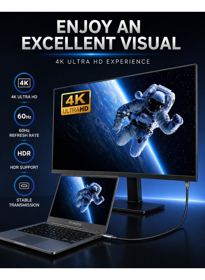 TP-BRIDGE 4K Ultra HD DisplayPort Cable DP 1.2 Male to Male, 4K@60Hz HDR 3D High Speed, Gold Plated for Smooth Gaming Monitor, Laptop, HDTV-1.5M - Image 3