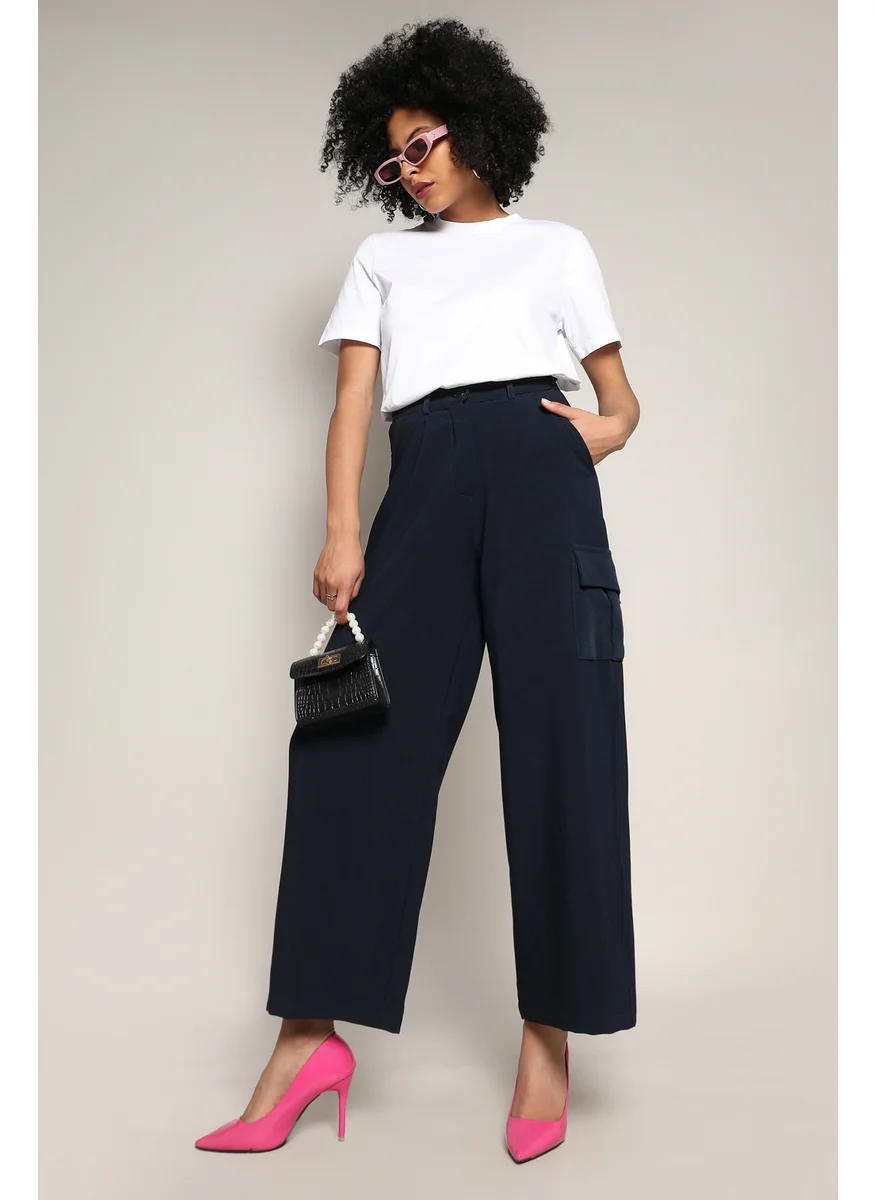 Campus Sutra Women's Navy Blue Baggy Cargo Pants