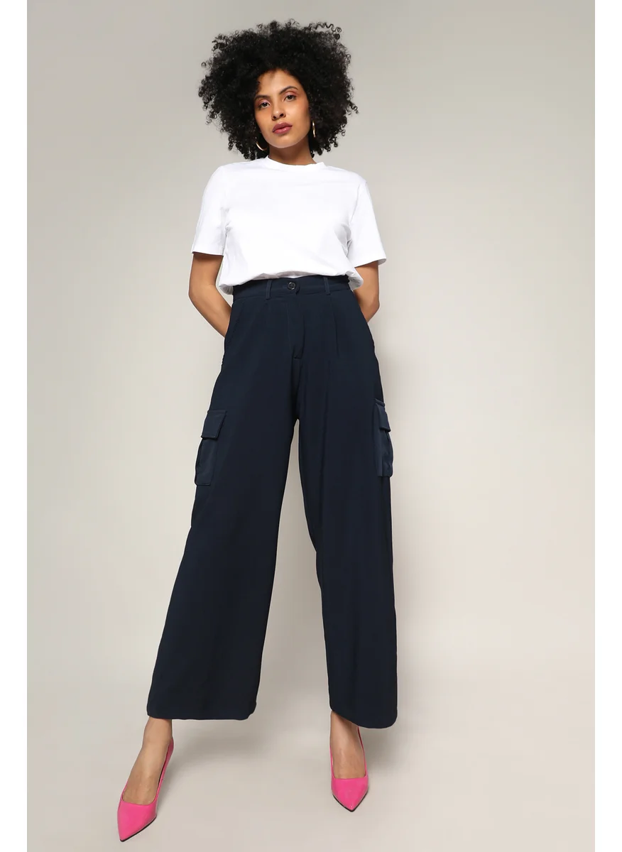 Campus Sutra Women's Navy Blue Baggy Cargo Pants