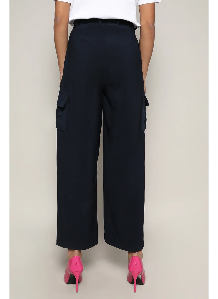 Campus Sutra Women's Navy Blue Baggy Cargo Pants