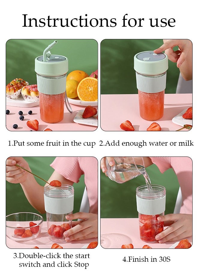 DUNISO - Portable Blender, USB Rechargeable Mini Juicer Blender with Straw, Personal Size Blender, Juicer Cup for Juices, Shakes and Smoothies, Best gift for relatives and friends - Image 1