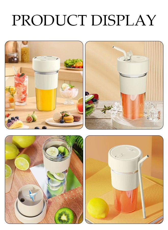 DUNISO - Portable Blender, USB Rechargeable Mini Juicer Blender with Straw, Personal Size Blender, Juicer Cup for Juices, Shakes and Smoothies, Best gift for relatives and friends - Image 1