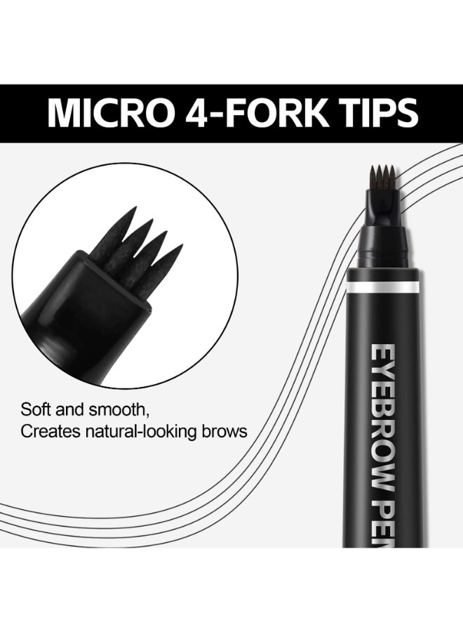 Apooliy Microblading Eyebrow PenWaterproof Eyebrow Pencil With Micro 4Fork TipLong Lasting Eye Brow Pen Clear Brow Gel SetEye Makeup Pencil for WomenDark Brown - Image 4