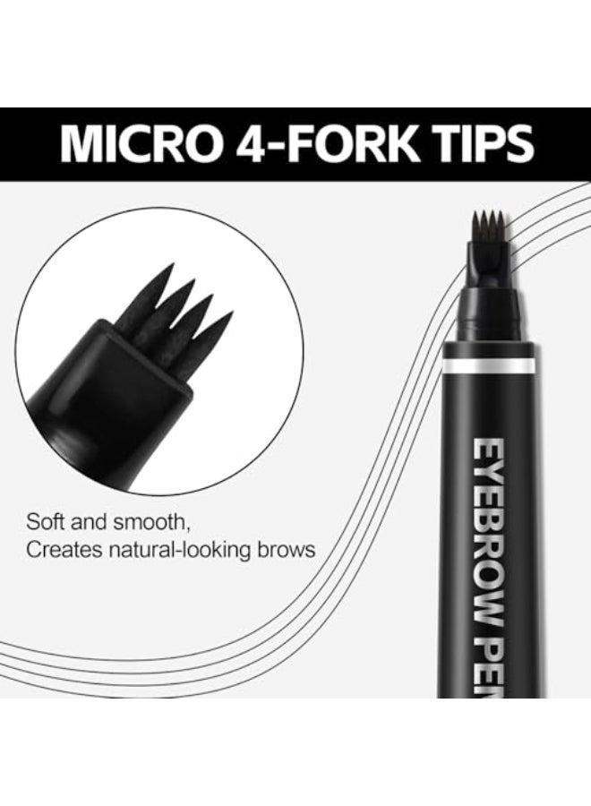 Apooliy Microblading Eyebrow PenWaterproof Eyebrow Pencil With Micro 4Fork TipLong Lasting Eye Brow Pen Clear Brow Gel SetEye Makeup Pencil for WomenDark Brown - Image 3