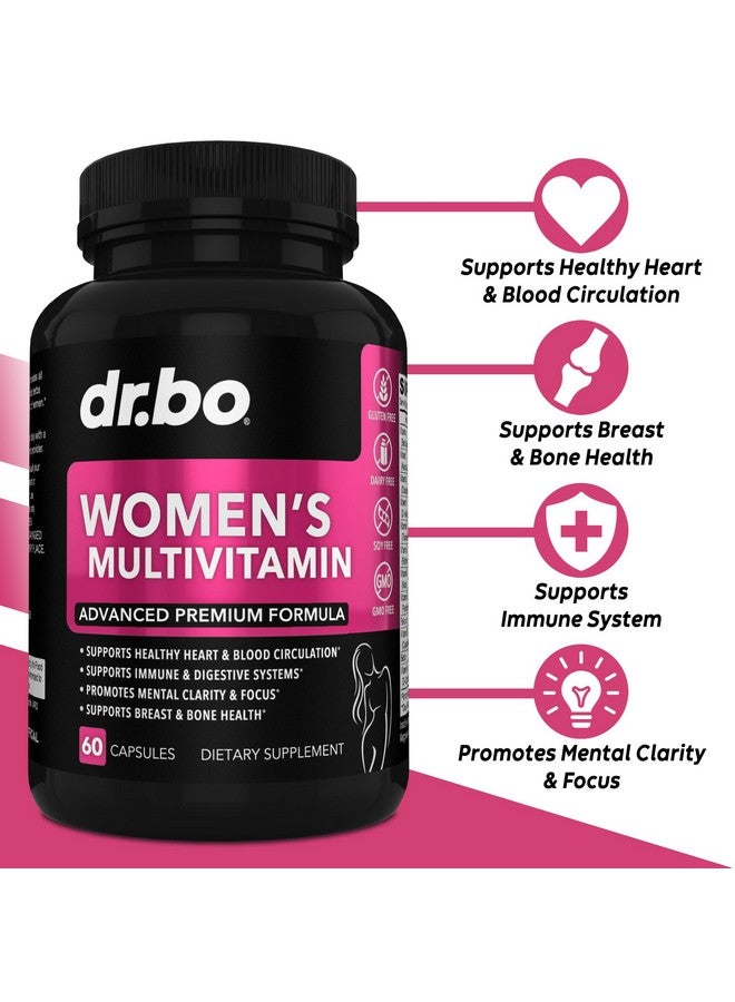 dr.bo Womens Multivitamin - Natural Daily Multi Vitamins for Women - Womans Energy Vitamin Supplements Magnesium Plus Zinc - Woman Multipurpose Minerals Health Supplement Capsules - Iron & Soy Free Pills - Image 2
