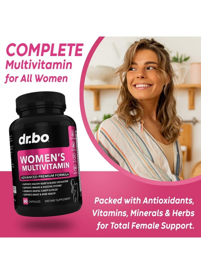 dr.bo Womens Multivitamin - Natural Daily Multi Vitamins for Women - Womans Energy Vitamin Supplements Magnesium Plus Zinc - Woman Multipurpose Minerals Health Supplement Capsules - Iron & Soy Free Pills - Image 3